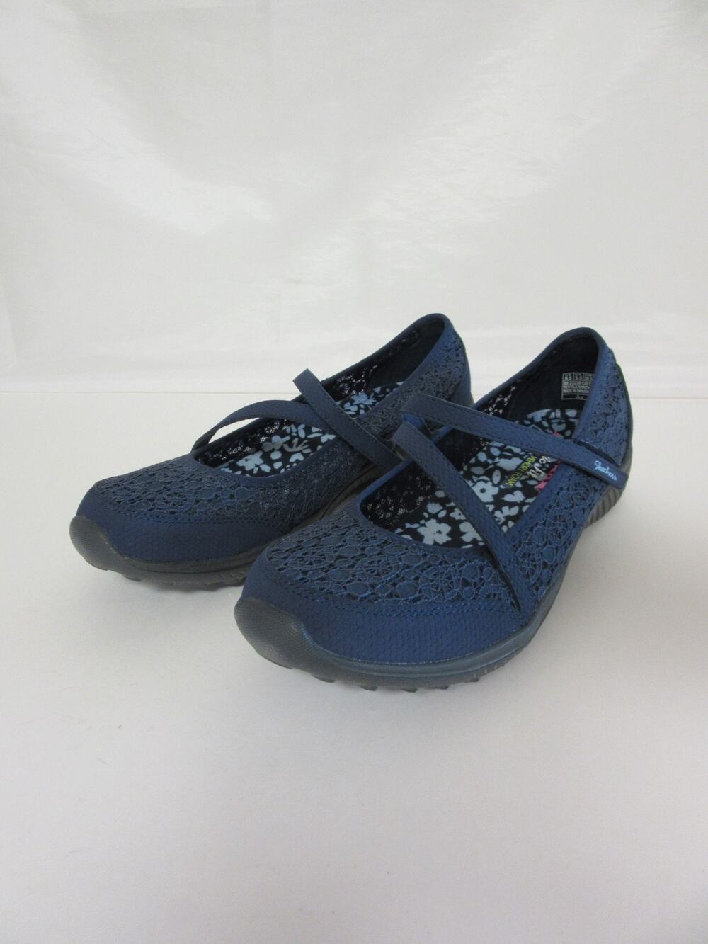 SKECHERS Blue Crochet Mesh Mary Jane 8 1/2M Classic Fit Comfort Shoes